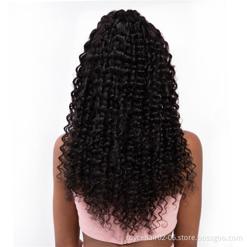 Cheap U Part Kinky Curly Original Brazilian Human Hair Gulessless Transparent Invisible Lace Front Wig with Baby Hair
